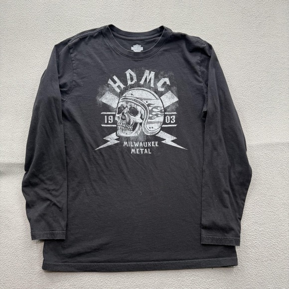 Harley-Davidson Other - Harley-Davidson Shirt Mens Large Black HDMC Skull Helmet Graphic Long Sleeve Tee
